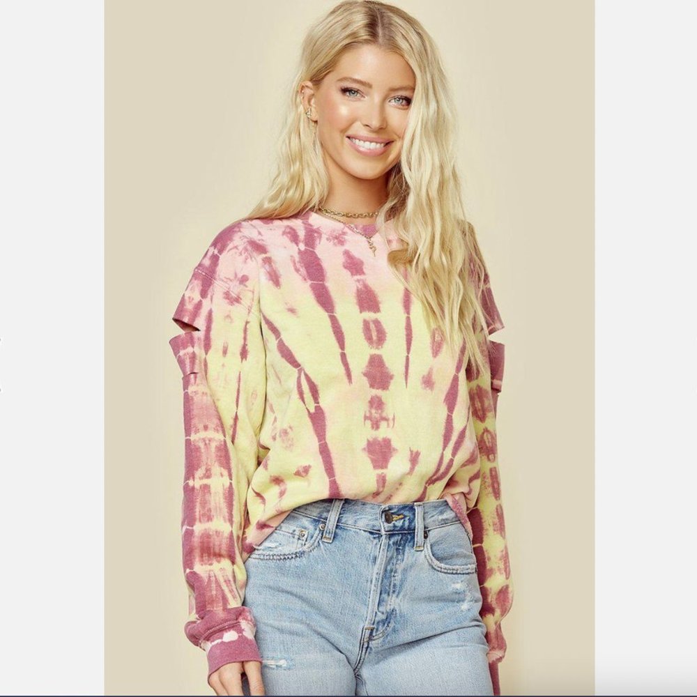 Jet John Eshaya-Camp Tie Dye Sweatshirt w/ Cutouts